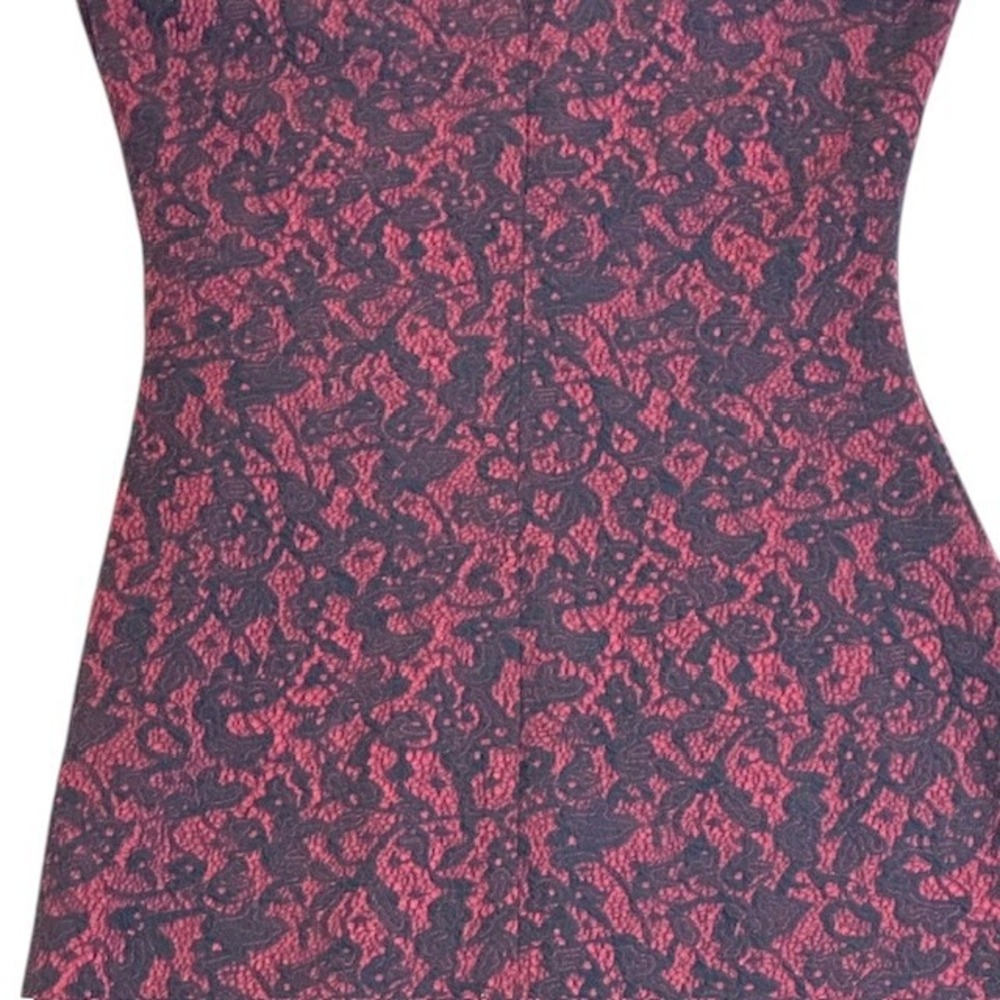 Michael Kors Bodycon Dress Sleeveless V-Neck Burgundy Black Pattern Lace Size 2 - Picture 12 of 16